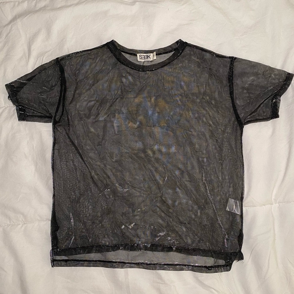 LF sheer silver tee shirt